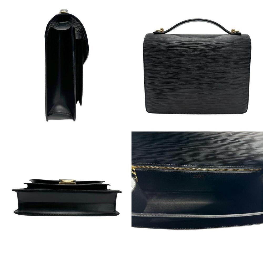 Louis Vuitton Black leather Monceau handbag Epi Black